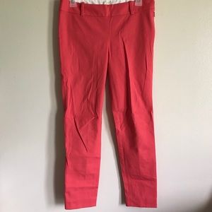 J Crew Stretch 0 Womens Pink Red Work Casual Pants